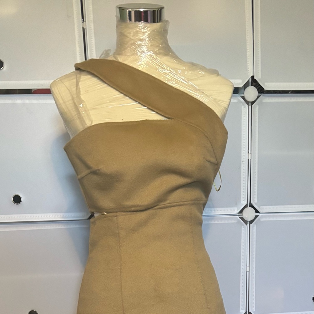 MICHAEL Michael Kors one shoulder Camel/Tan Dress